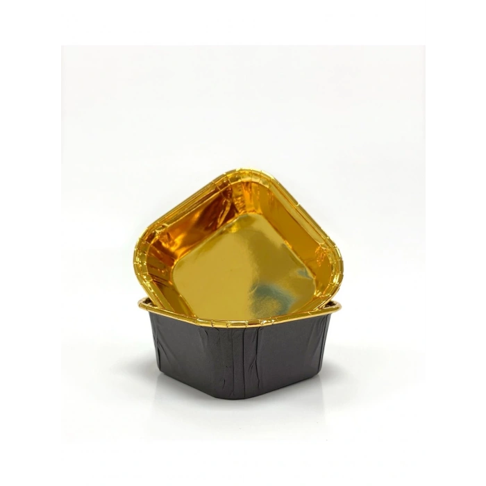 Kafem Muffin Kek Kapsülü Kare Siyah-Altın 25li - K37