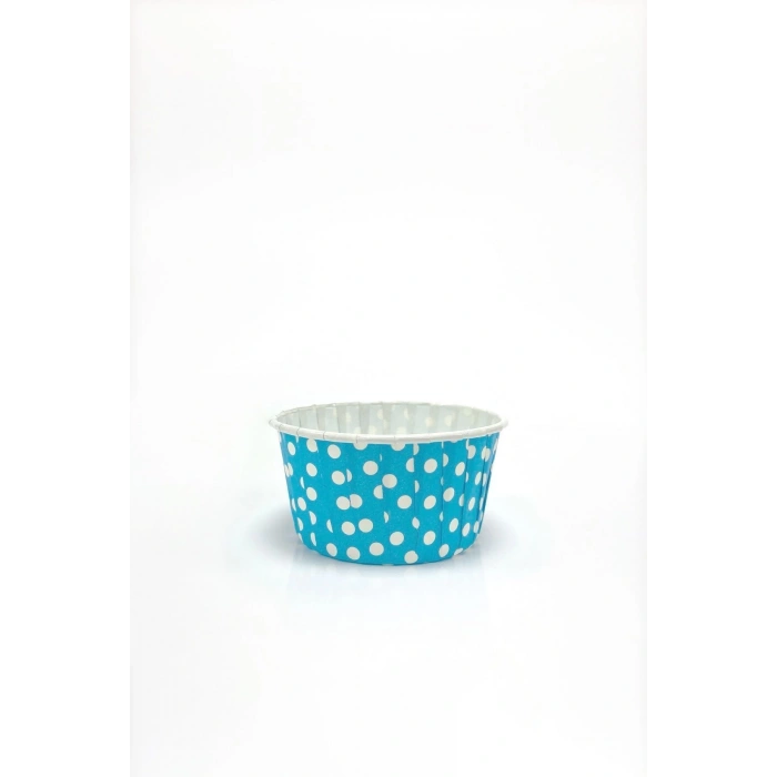Kafem Muffin Kek Kapsülü Açık Mavi Puantiye Büyük Boy 50li - K30