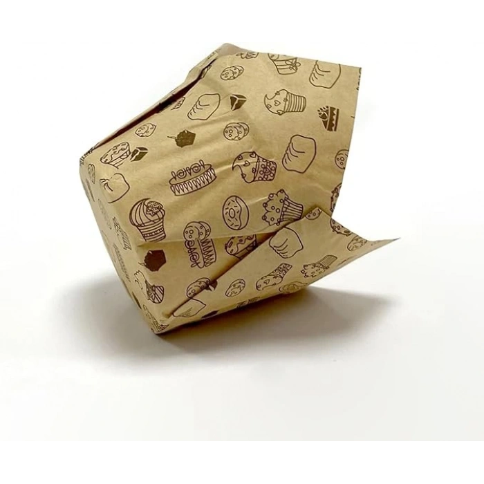 Kafem Muffin Kek Kapsülü Kalın Tulip Kraft Desenli 50li - K32
