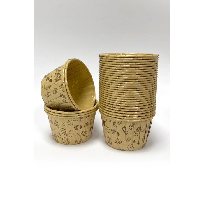 Kafem Kağıt Muffin Kek Kapsülü Desenli Kraft 50li - K18