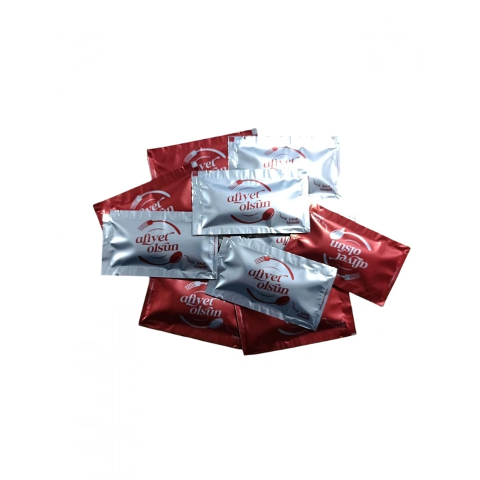 6x10 Lüx Kolonyalı Mendil 1000 Adet - Afiyet Olsun Desenli