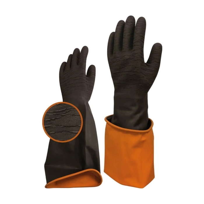 Korun Tırtıklı 45 cm Uzun Siyah İş Eldiveni- Beybi