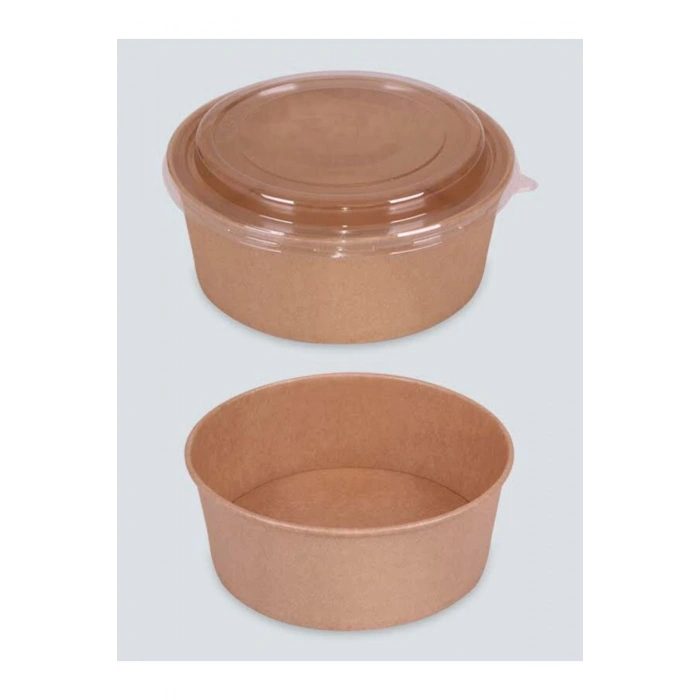 Kraft Karton Salata Kasesi Kapağı 1000cc-1300 cc- 50 Adet-Sanem