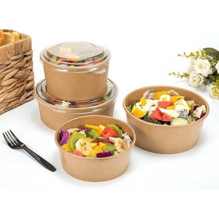 Kraft Karton Salata Kasesi Kapaklı 1300 cc 50 Adet