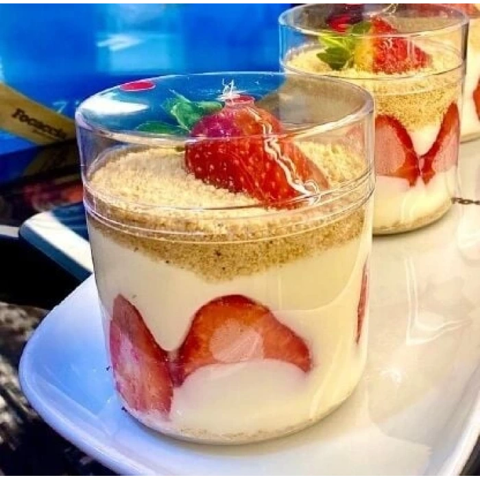 Kristal Silindir Magnolya Tatlı Kasesi 270 cc ve Kapağı