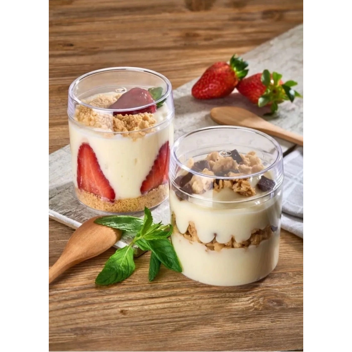 Kristal Silindir Magnolya Tatlı Kasesi 270 cc ve Kapağı