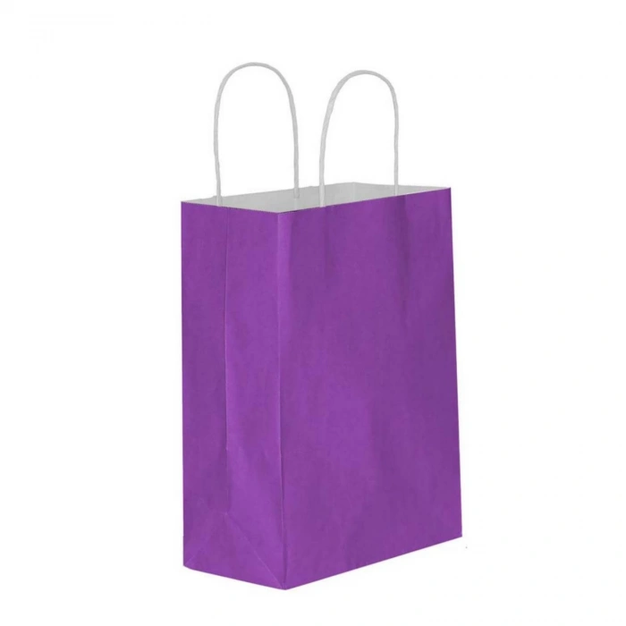 Lila Kraft Çanta Küçük Boy 18x8x24 cm 25 Adet