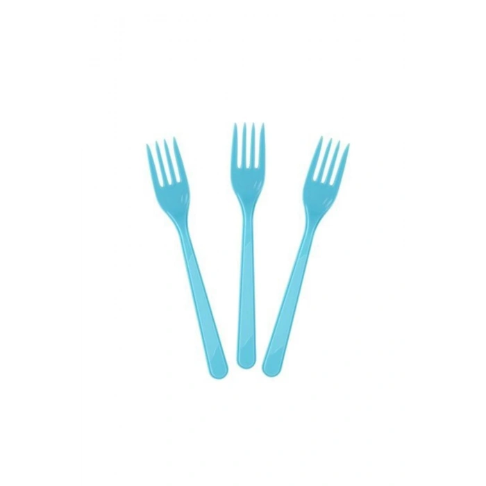Mavi Renk Plastik Çatal 25 Adet