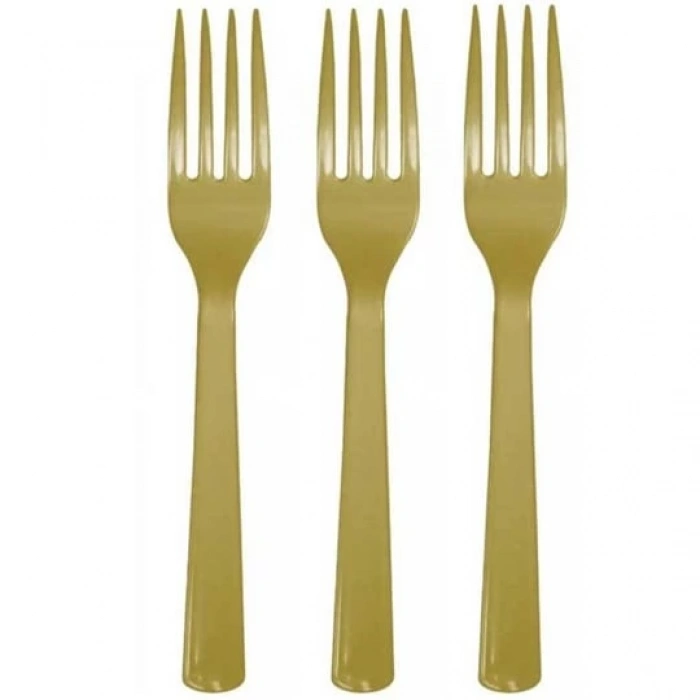 May Plastik Renkli Çatal Altın 25 Li