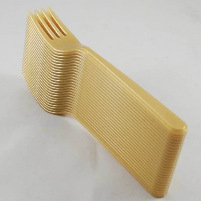 May Plastik Renkli Çatal Altın 25 Li