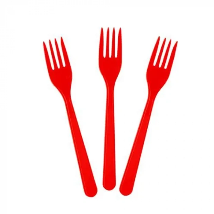May Plastik Renkli Çatal Kırmızı 25 Li