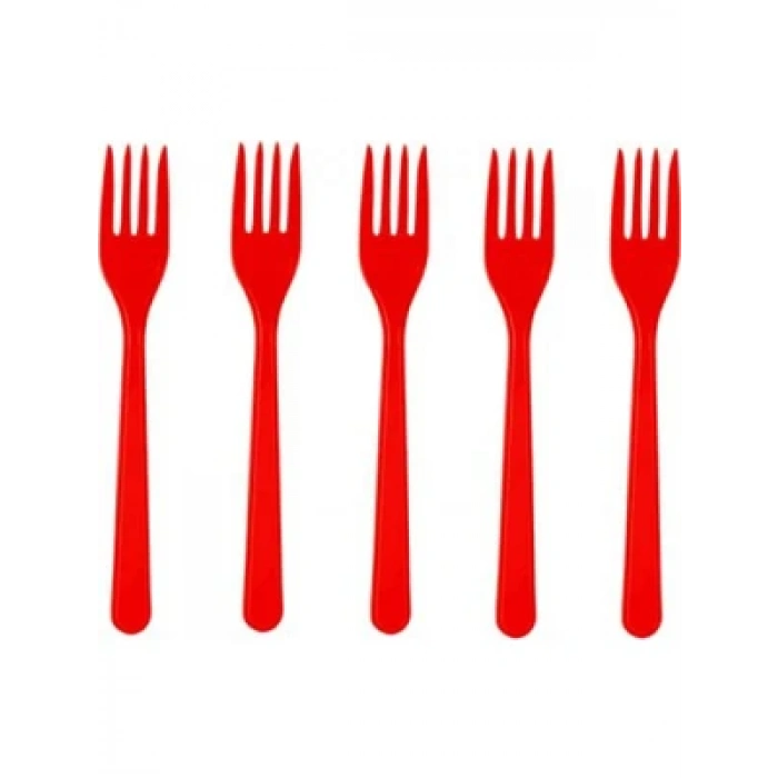 May Plastik Renkli Çatal Kırmızı 25 Li