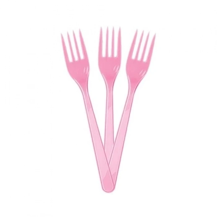 May Plastik Renkli Çatal Pembe 25 Li