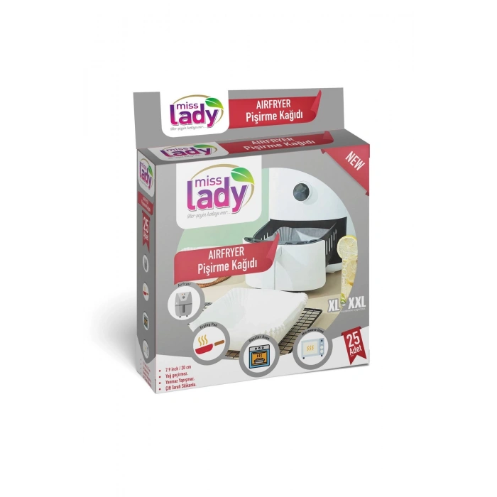 Airfryer Pişirme Kağıdı Miss Lady 25 Adet 20cm Kare Yağlı Kağıt Airfryer Xxl-Xl