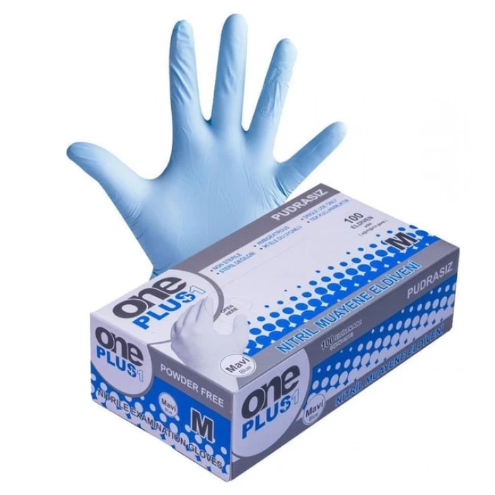 One Plus Mavi Nitril Eldiven Medium (M) 100 Lü
