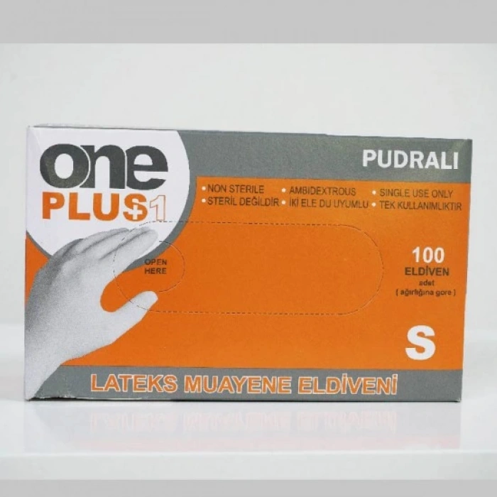 One Plus Pudralı Latex Eldiven S (Küçük) 100 Adetli