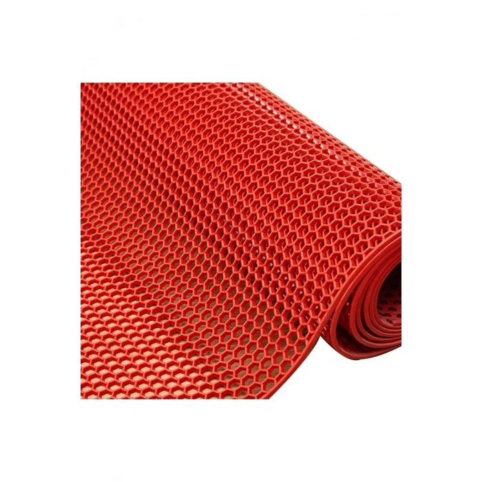 Petek Desenli Paspas 90cm x 15 M Islak Zemin Paspası Kırmızı