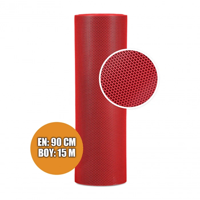 Petek Desenli Paspas 90cm x 15 M Islak Zemin Paspası Kırmızı