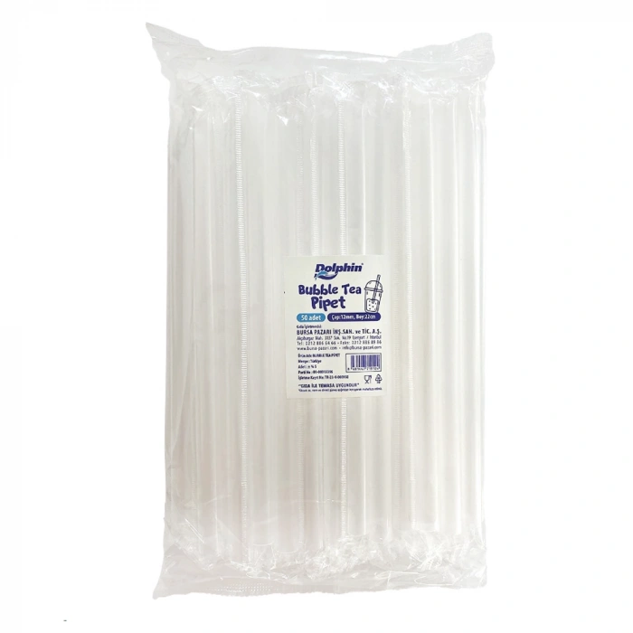 Pipet Şeffaf Plastik Bubble Tea 50 Li