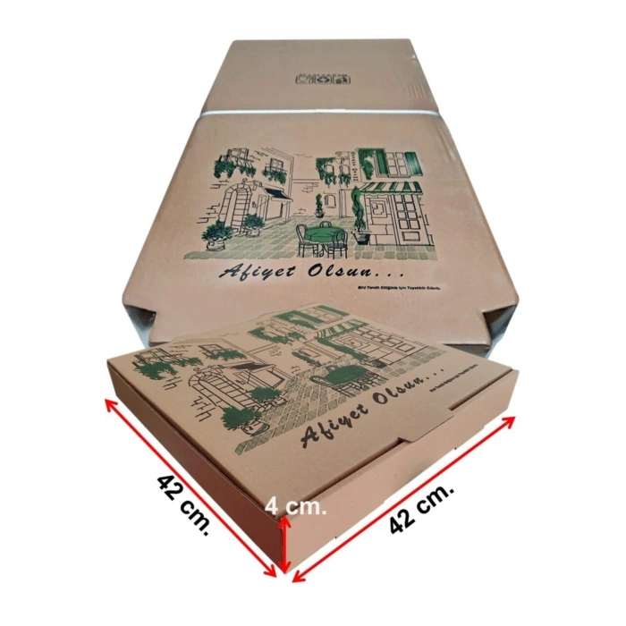 Karton Pizza Kutusu 42x42x4 cm 100 Adetli
