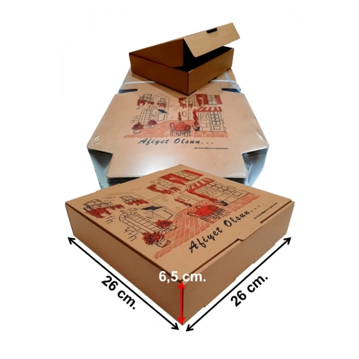 Pizza (Lahmacun) Kutusu 26x26x6,50 cm - 100 Adet