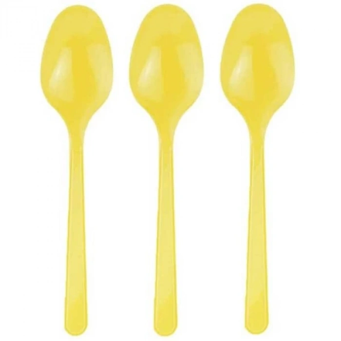 Sarı Renkli Kaşık Plastik 25 Adet