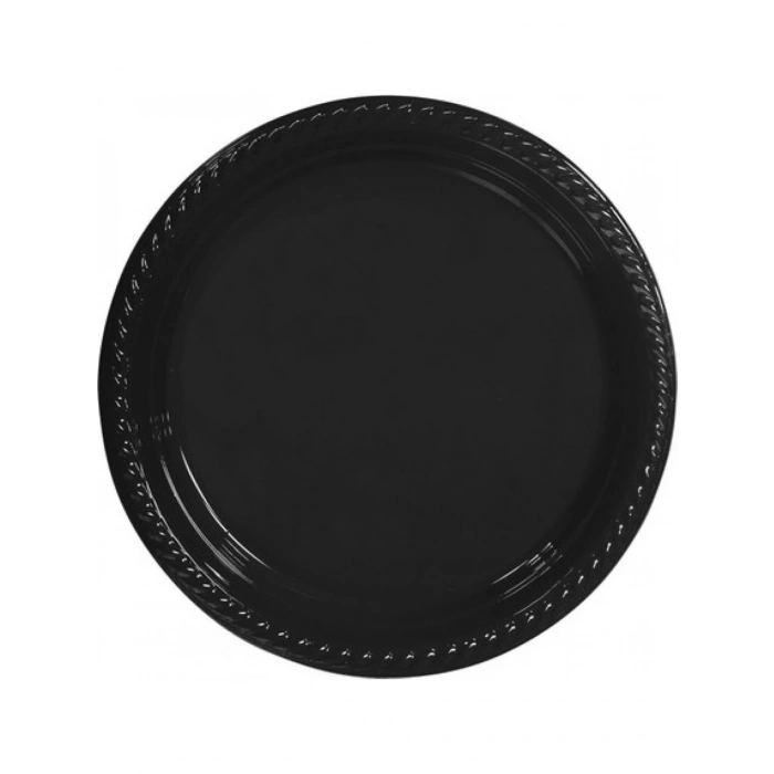 Siyah Renkli Plastik Tabak 25 Adetli