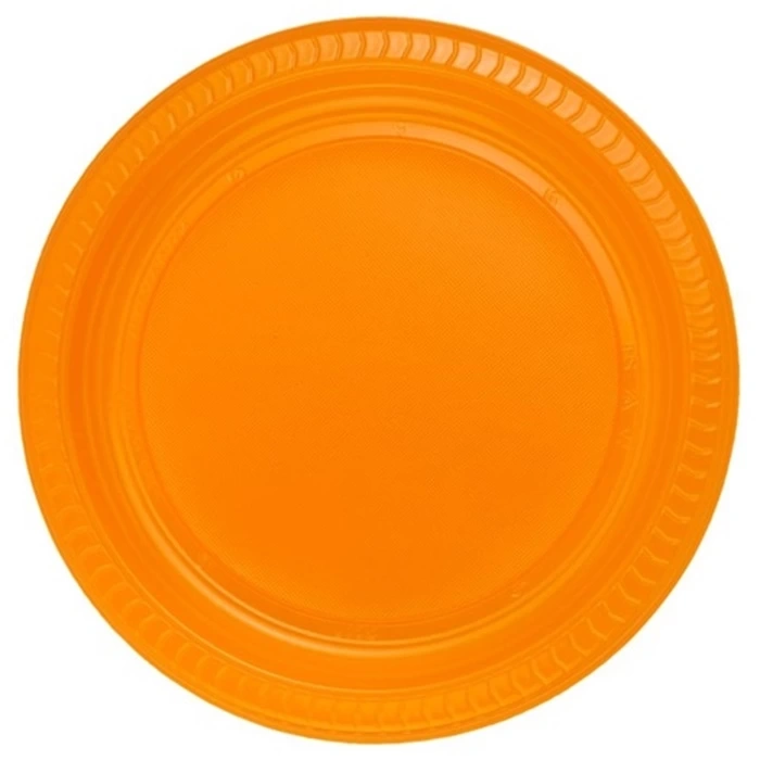 Turuncu Renkli Plastik Tabak 25 Adetli