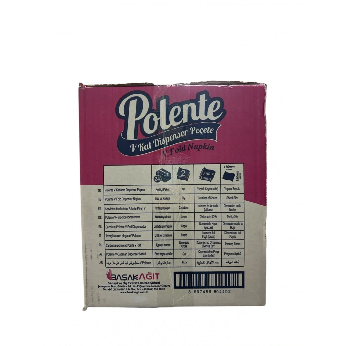 V Katlamalı Dispenser Peçete 250*24 Paket-Polente