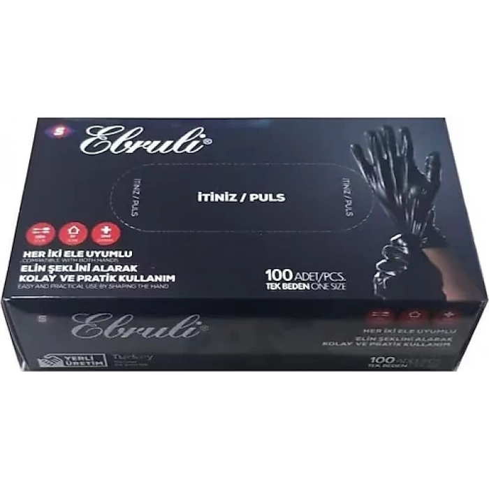 Ebruli Pudrasız Hibrit Eldiven L Beden Siyah