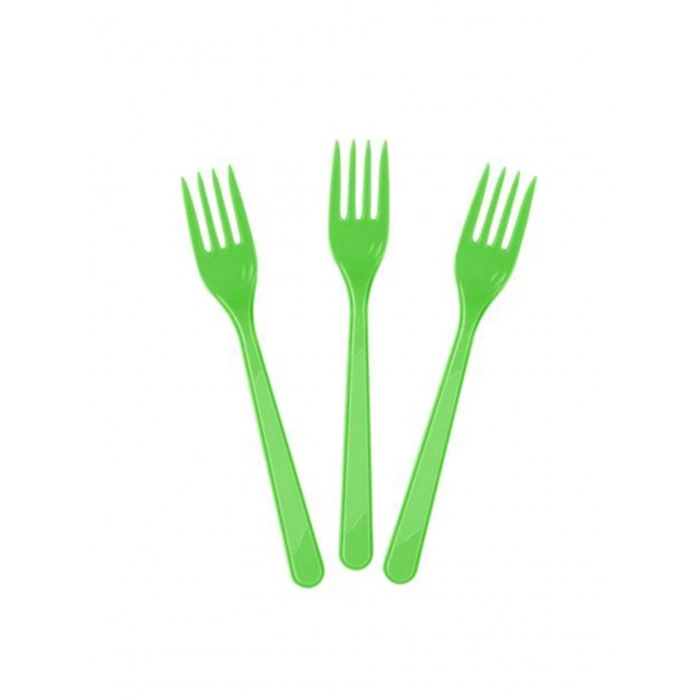 Yeşil Renkli Plastik Çatal 25 Adet