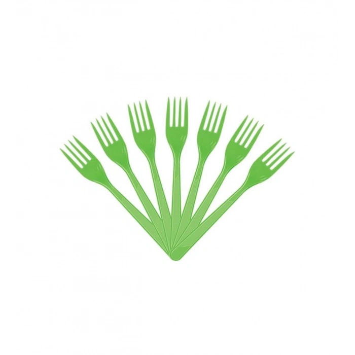 Yeşil Renkli Plastik Çatal 25 Adet