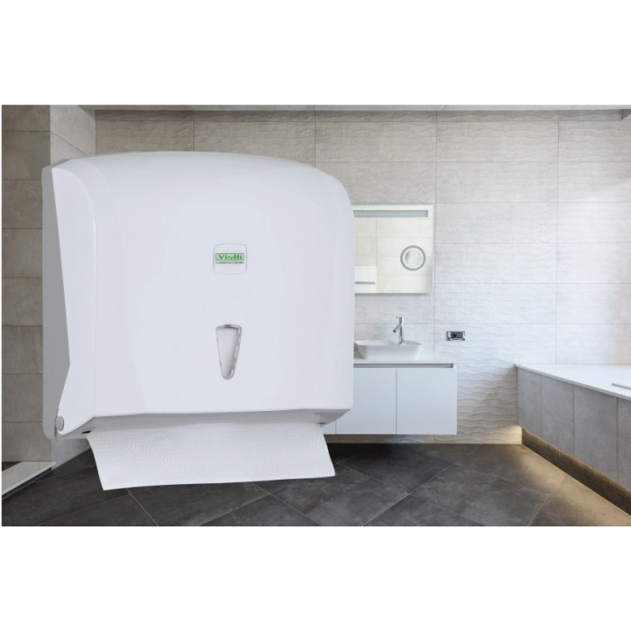 Vialli Z Katlı Kağıt Havlu Dispenseri Kapasite 200 Havlu (Beyaz)