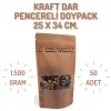 25x34 cm. Kraft Dar Pencereli Doypack - 50 Adet
