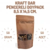 8,5x14,5 cm. Kraft Dar Pencereli Doypack - 50 Adet