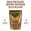 8,5x14,5 Gold Şeffaf Metalize Doypack - 50 Adet