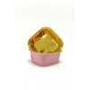 Dolphin Muffin Kek Kapsülü Kare Pembe-Altın 25li