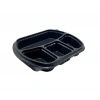 Siyah Plastik 4 (Dört) Gözlü Yemek Kabı 50 Li-Kapaksız