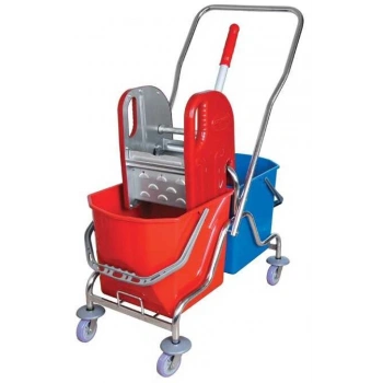   Çift Kovalı Metal Temizlik Arabası Presli