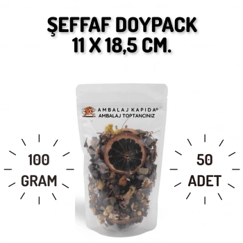 11x18,5 Şeffaf Doypack - 50 Adet