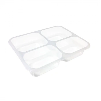 4 Bölmeli Üst Yapıştırmalı Yemek Kabı Şeffaf 400 Adet