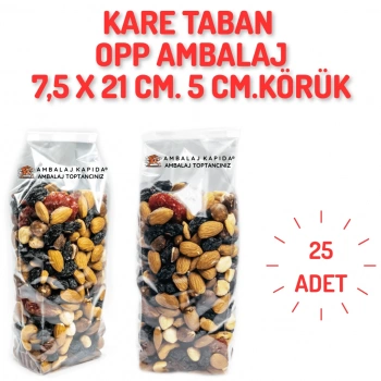 7,5x21 Opp Körüklü Kare Taban Poşet - 25 Adet