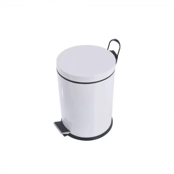 Beyaz Renkli Krom Pedallı Çöp Kovası 5 Litre