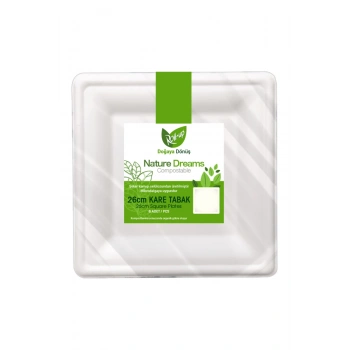 Doğaya Dönüş Karton Kare Tabak 26 cm 10 Adet