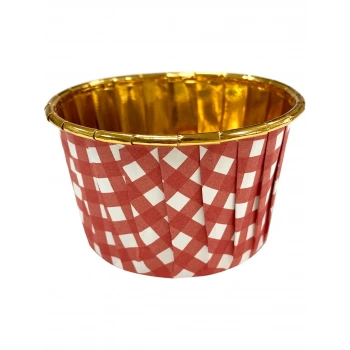 Dolphin Muffin Kek Kapsülü Pötükare Desenli Kırmızı İçi Gold 25li