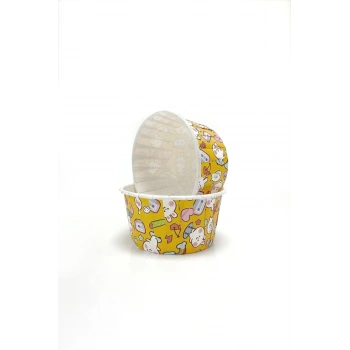 Dolphin Muffin Kek Kapsülü Sarı Tavşan Desenli Büyük Boy 50li