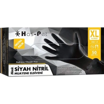 Haspet Siyah Nitril Ekstra Kalın Pudrasız - XL Beden