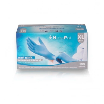 Haspet Mavi Nitril Pudrasız Muayene Eldiveni XL Beden