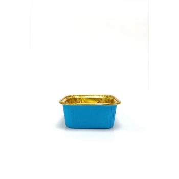 Kafem Muffin Kek Kapsülü Kare Mavi-Altın 25li - K36