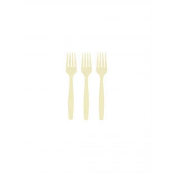 Krem Renkli Plastik Çatal 25 Adet